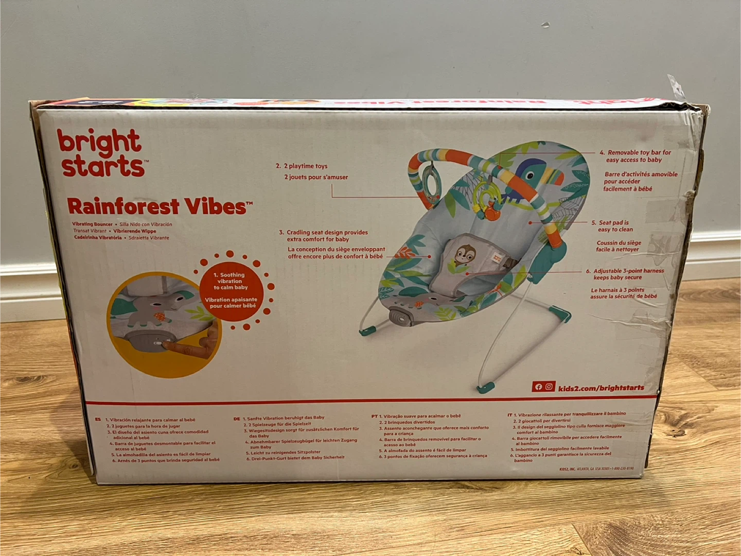 Bright Starts Rainforest Vibes Vibrating Bouncer - Like New! - photo 2