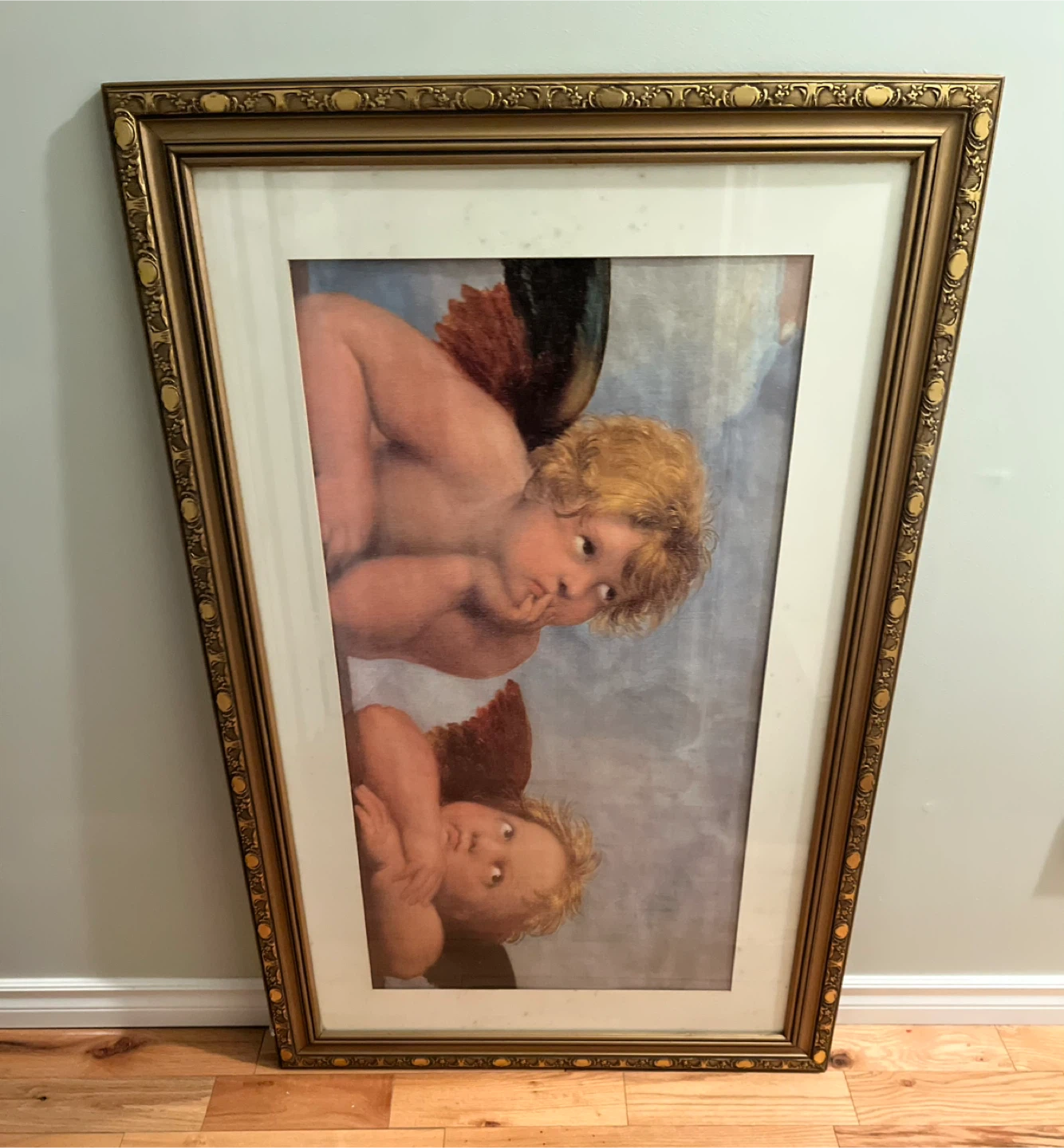 Vintage Framed Cherubs Print - 45x28.5 inches