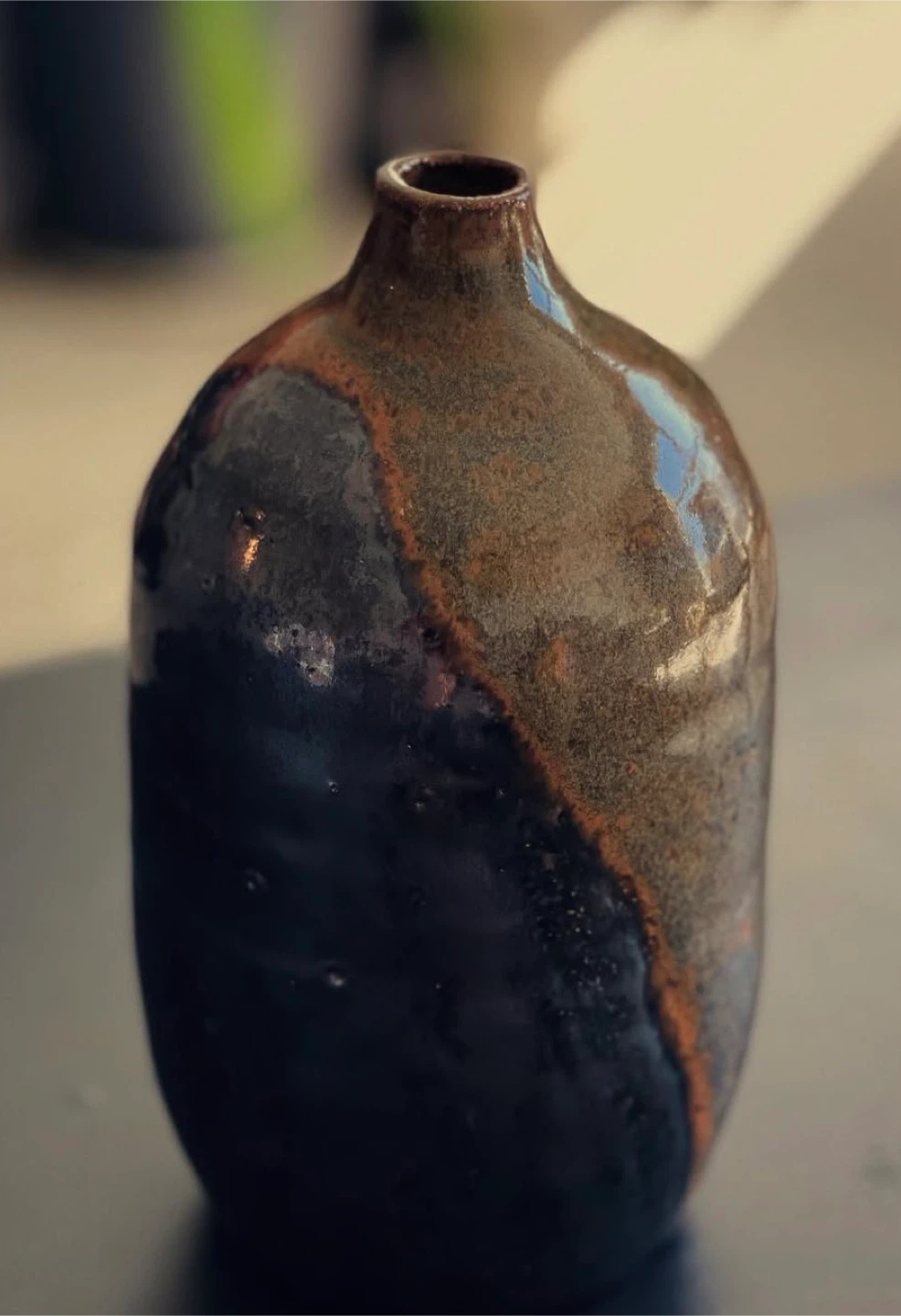 Handmade Ceramic Vase - Mocha, Copper & Black Glaze Combo