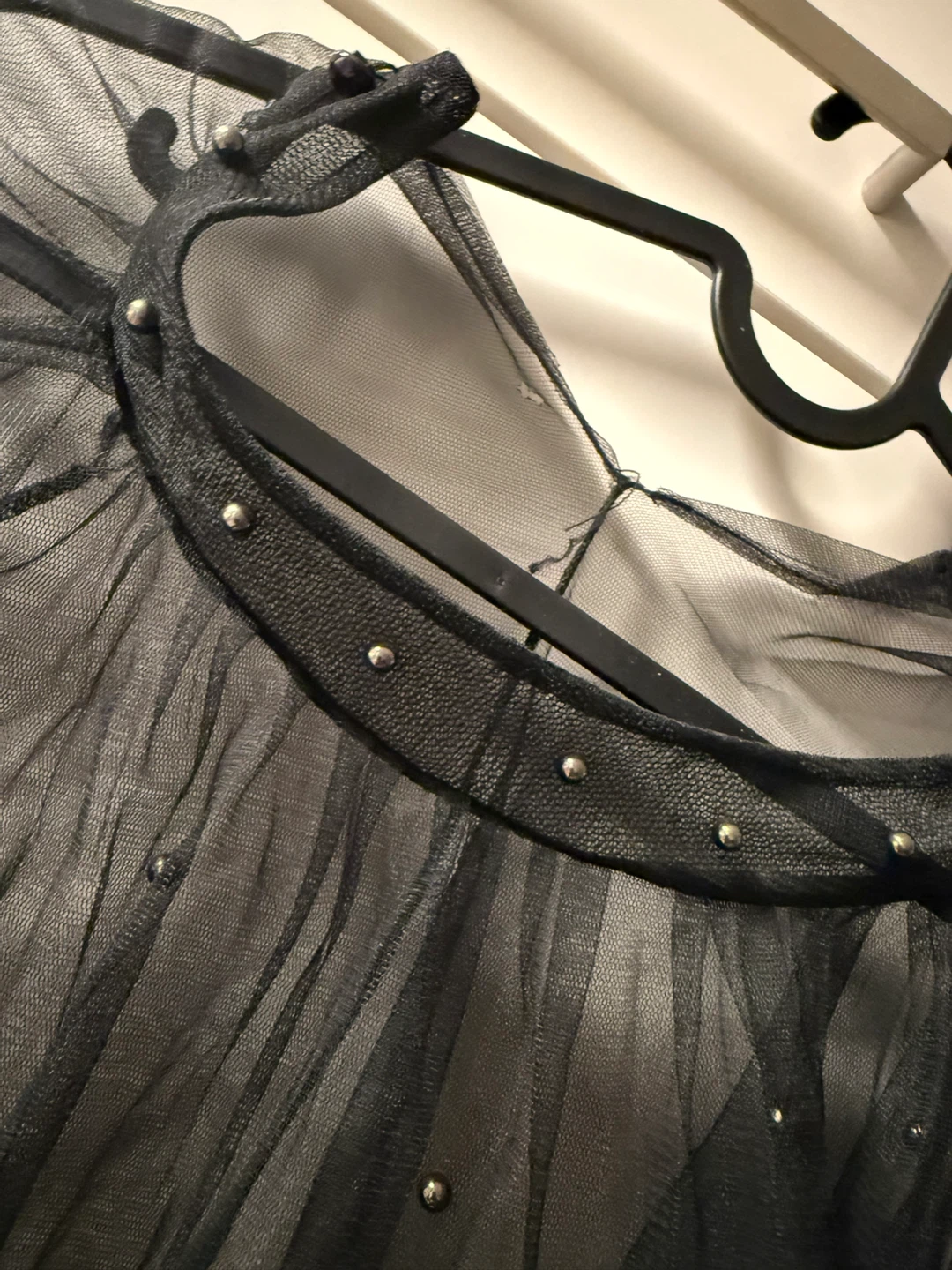 Black Sheer Blouse with Pearl Details - photo 3
