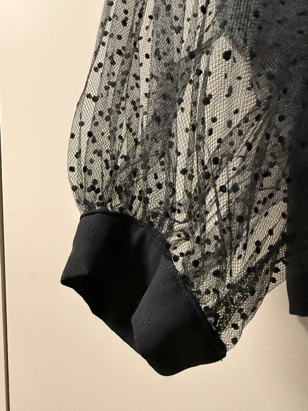 Black Polka Dot Mesh Sleeve Blouse - photo 3