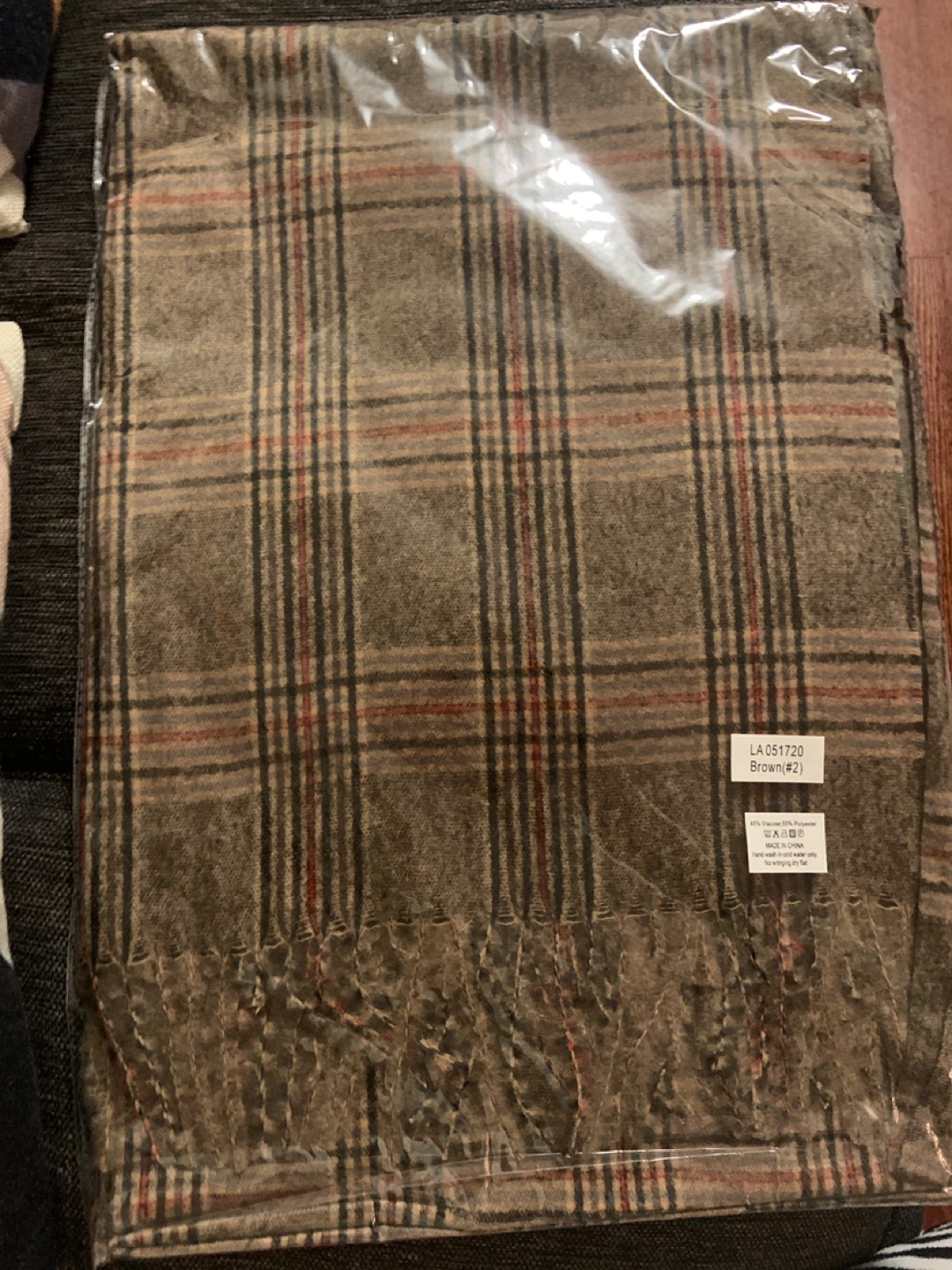 Brown, Black and Red Plaid Scarf - photo 3