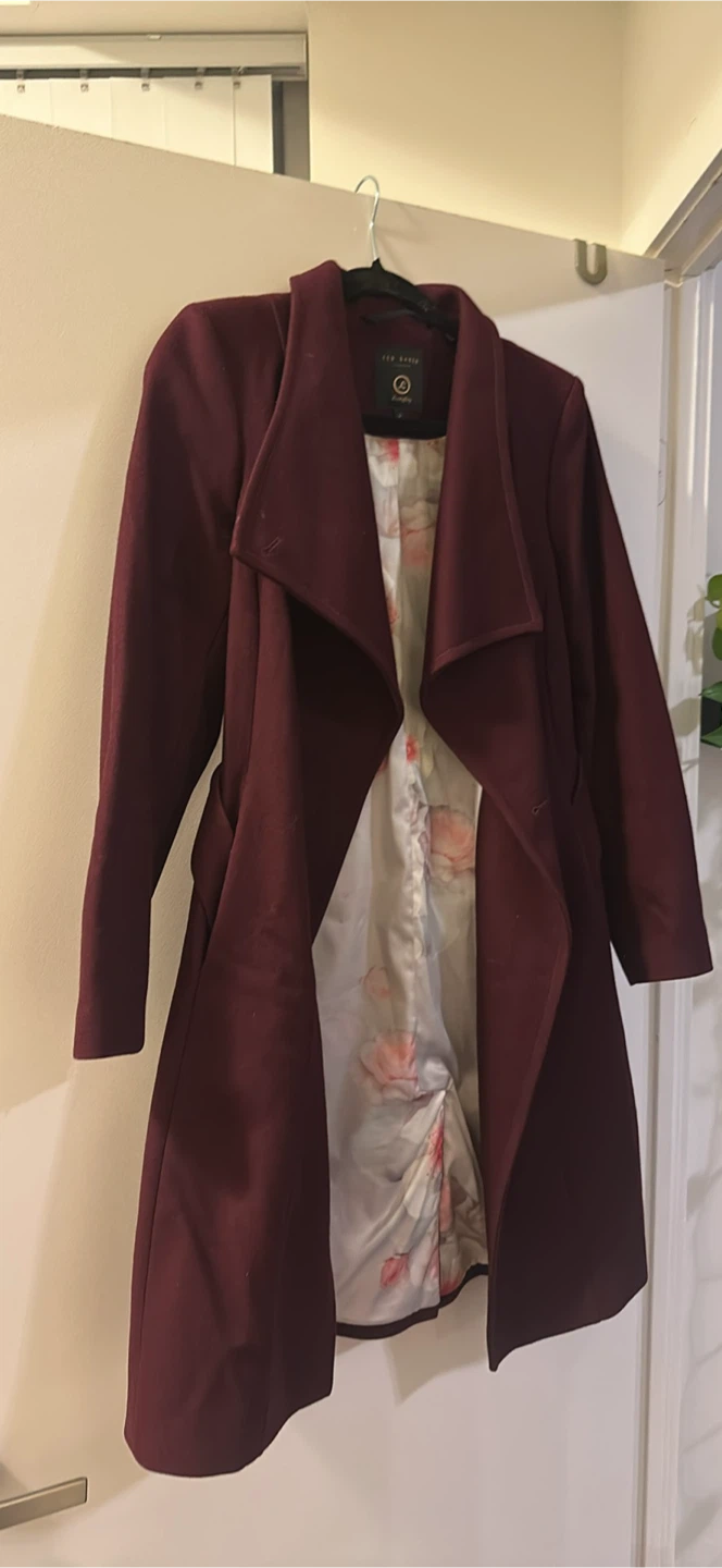 Ted Baker Langley Burgundy Coat - Size 2 - photo 4
