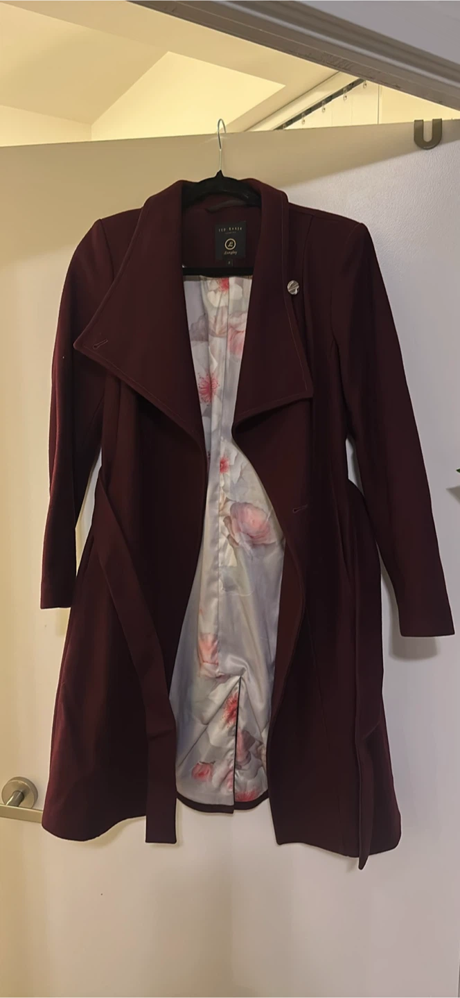Ted Baker Langley Burgundy Coat - Size 2