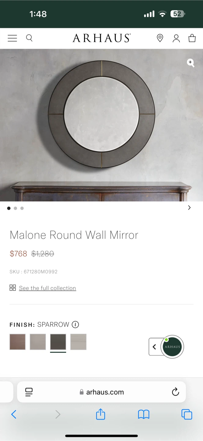 Arhaus Malone Round Wall Mirror - Sparrow Finish - photo 4
