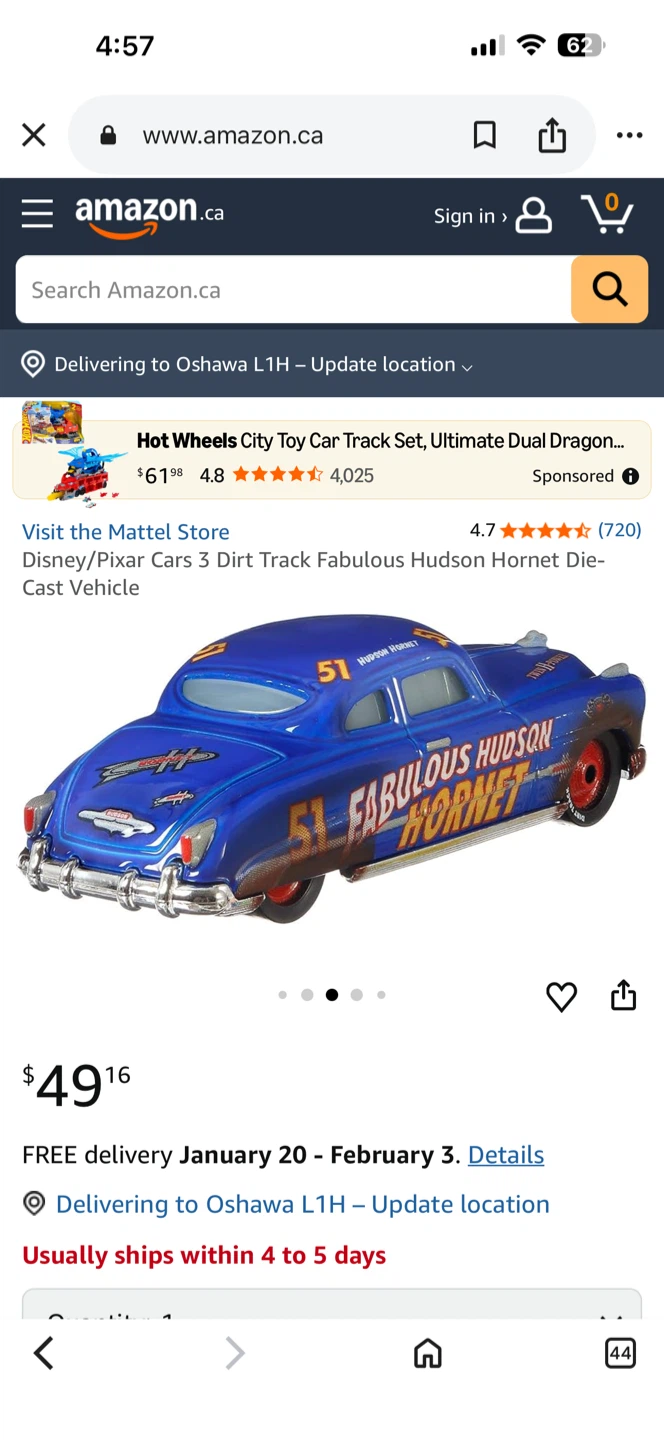 Disney Pixar Cars Fabulous Hudson Hornet Die-Cast Vehicle