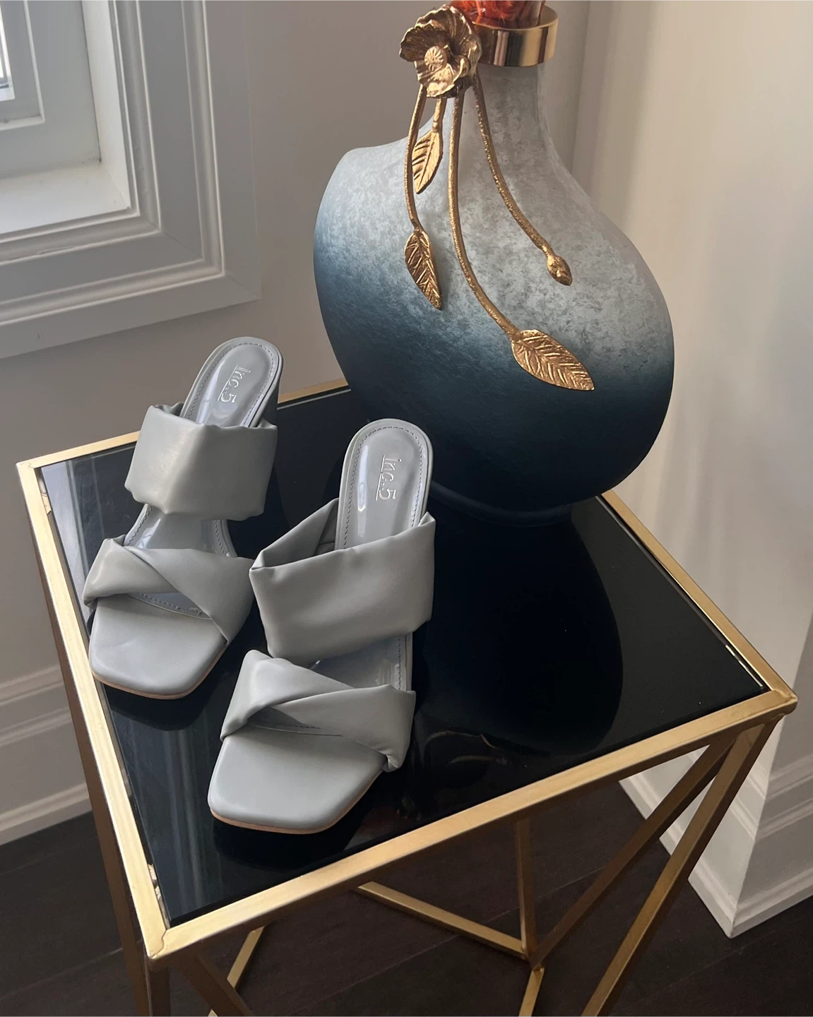 Inc.5 greyish blue Twisted Strap Mules - Size 38