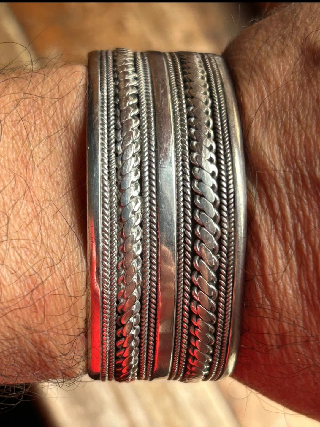 $160 Sterling silver cuff bracelet  wide jewellery 51 grams