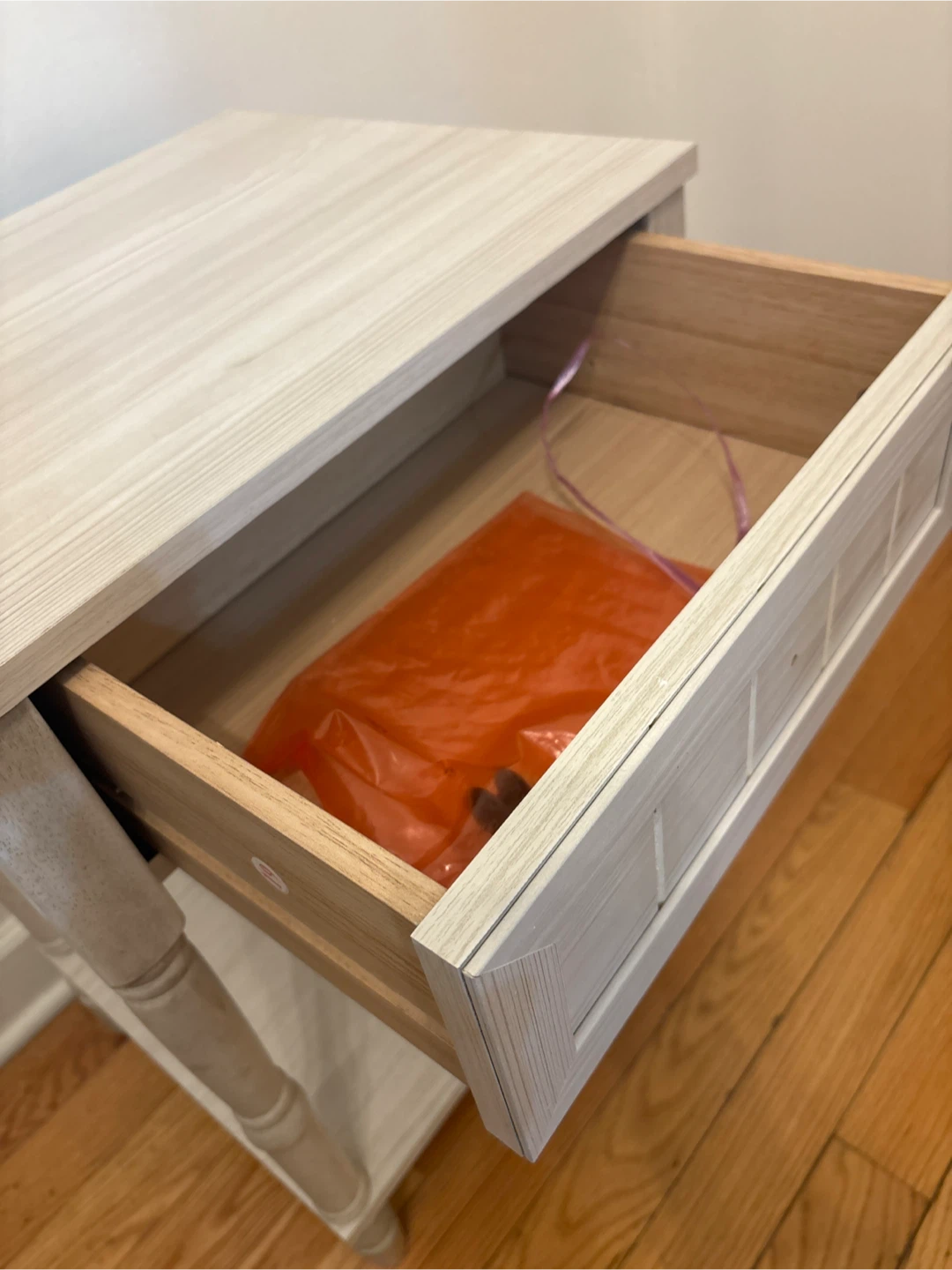 Nice wood nightstand needs a back panel and knob.  has parts - photo 4