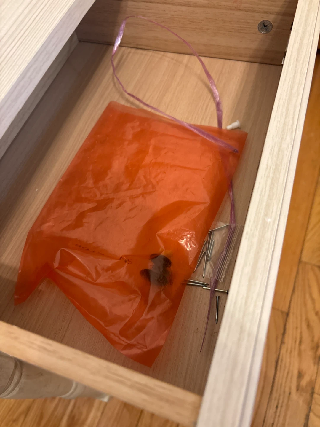 Nice wood nightstand needs a back panel and knob.  has parts - photo 5