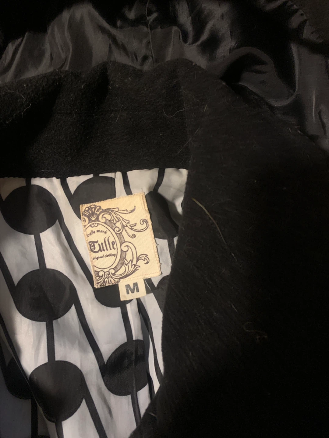 Tulle Black Hooded Coat - Size M - photo 2