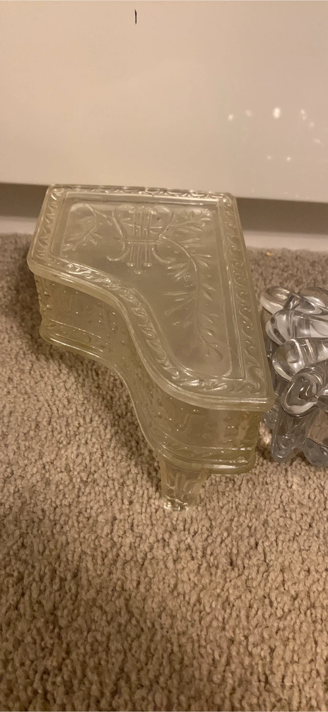 Clear Glass Piano Trinket Box