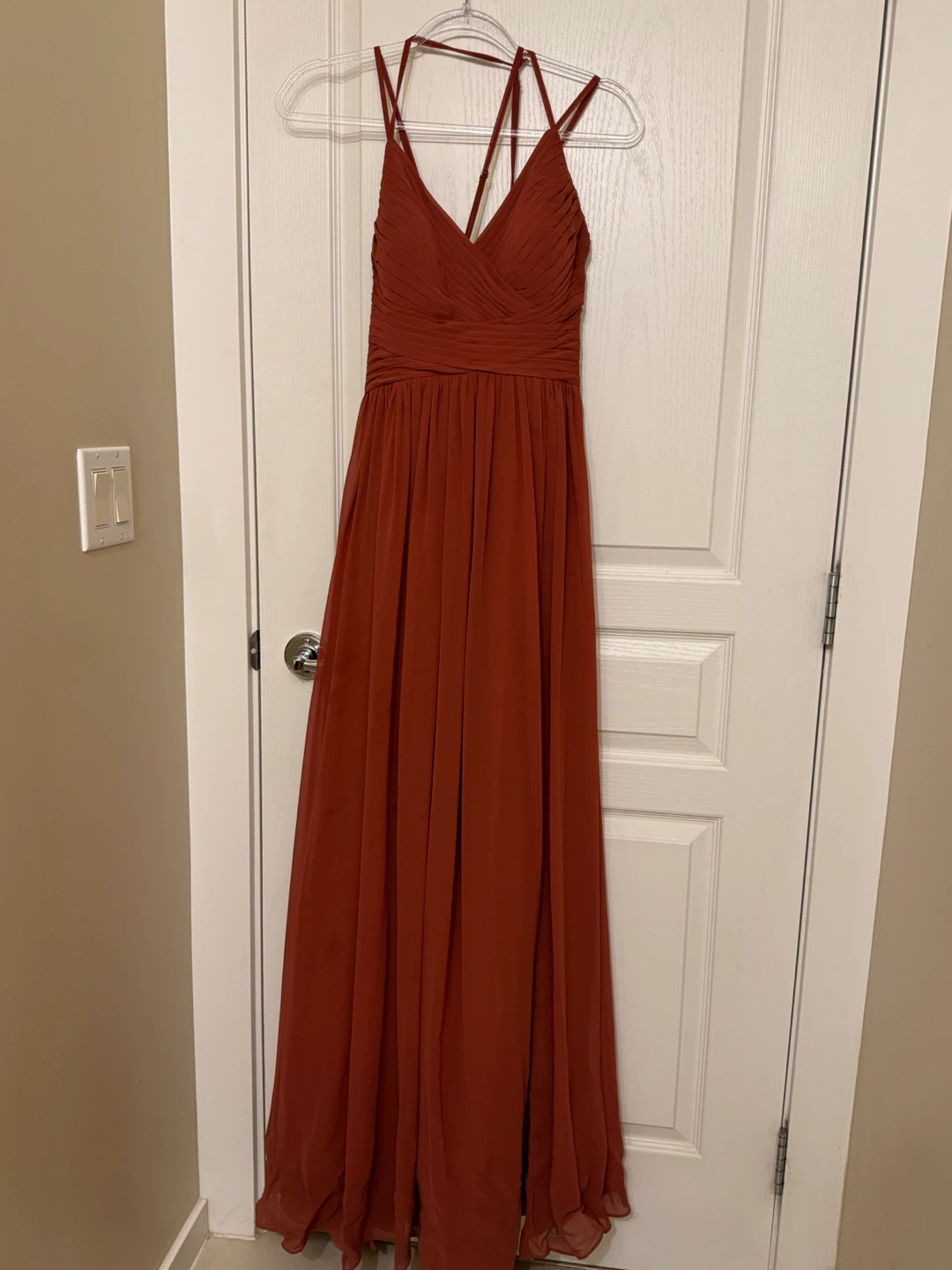 Azazie Bridesmaid Dress - Size A12 - Rust Orange