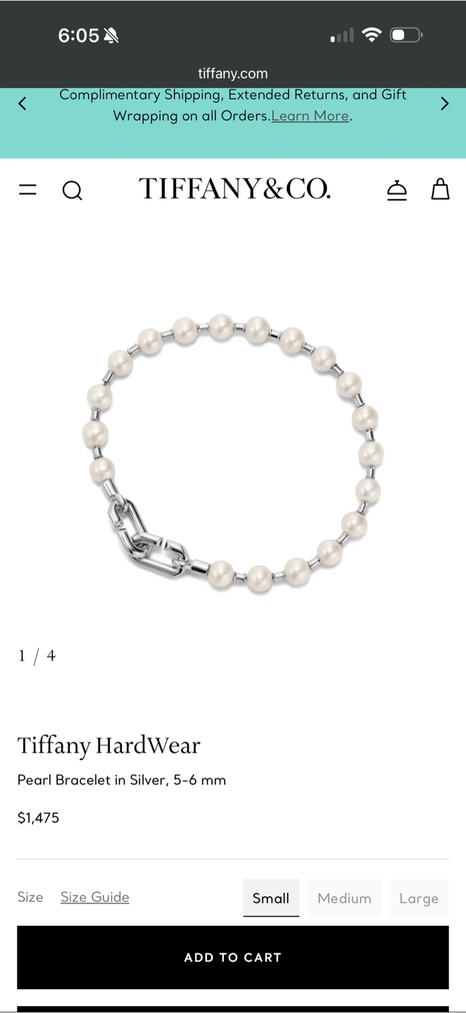 Tiffany HardWear Pearl Bracelet, 5-6 mm