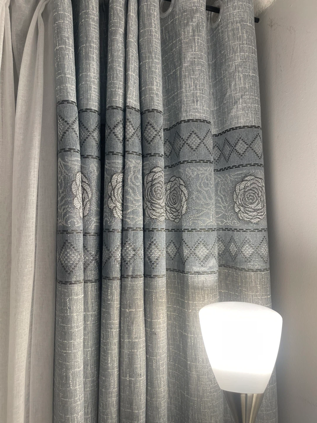 2 Grey Patterned Curtains - photo 3