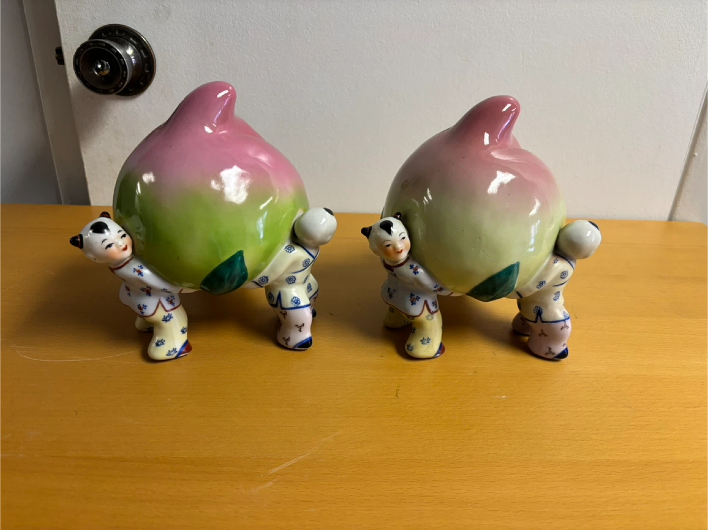 Peach-shaped Ceramic Figurines