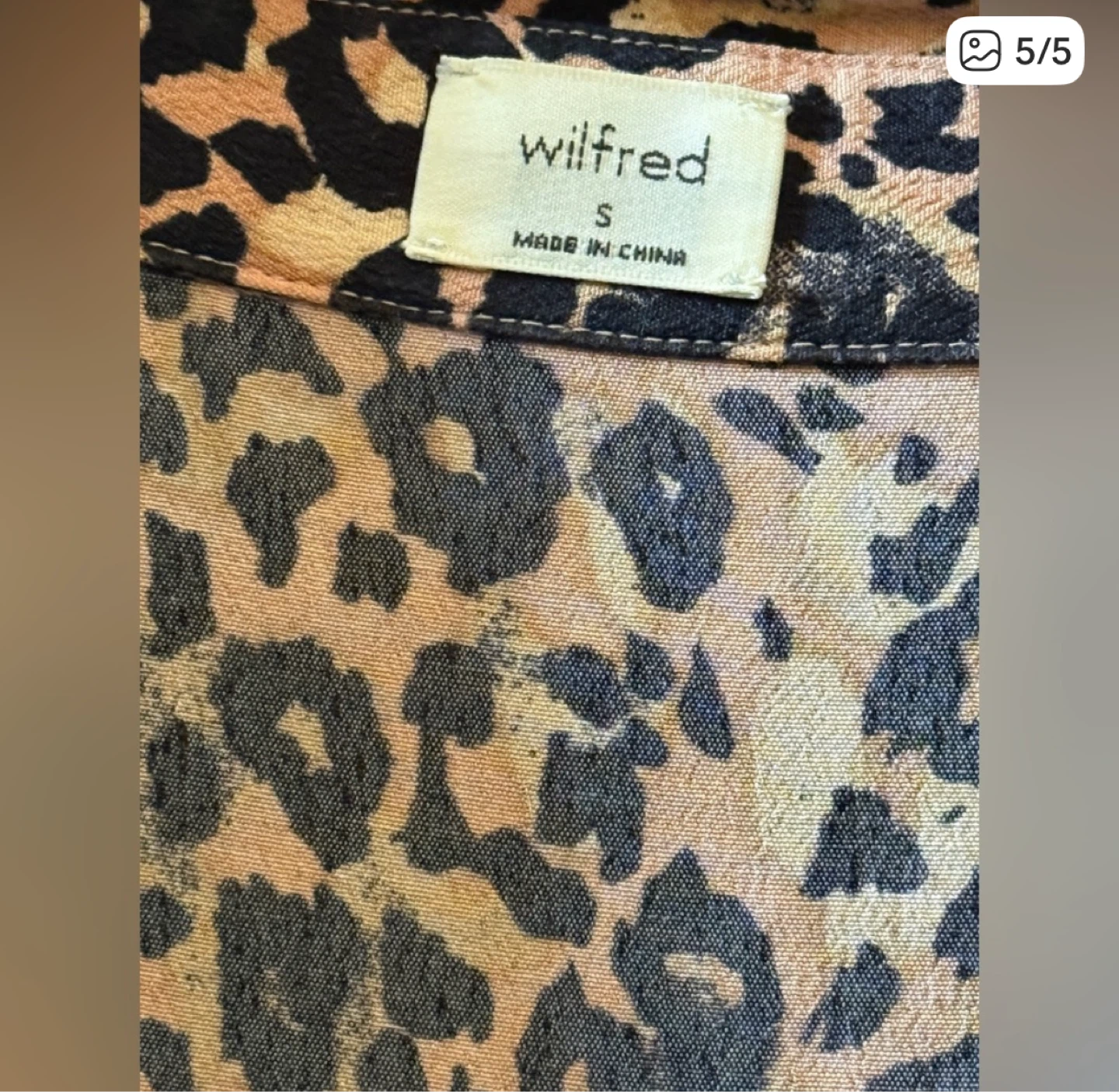 Wilfred Aritzia Animal Print Button-down Shirt Dress with Tie - photo 5