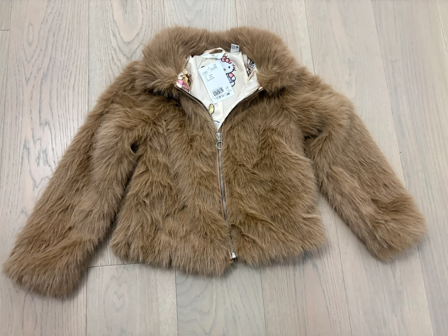 H&M Girls Hello Kitty Fluffy Jacket - Dark Beige - photo 2