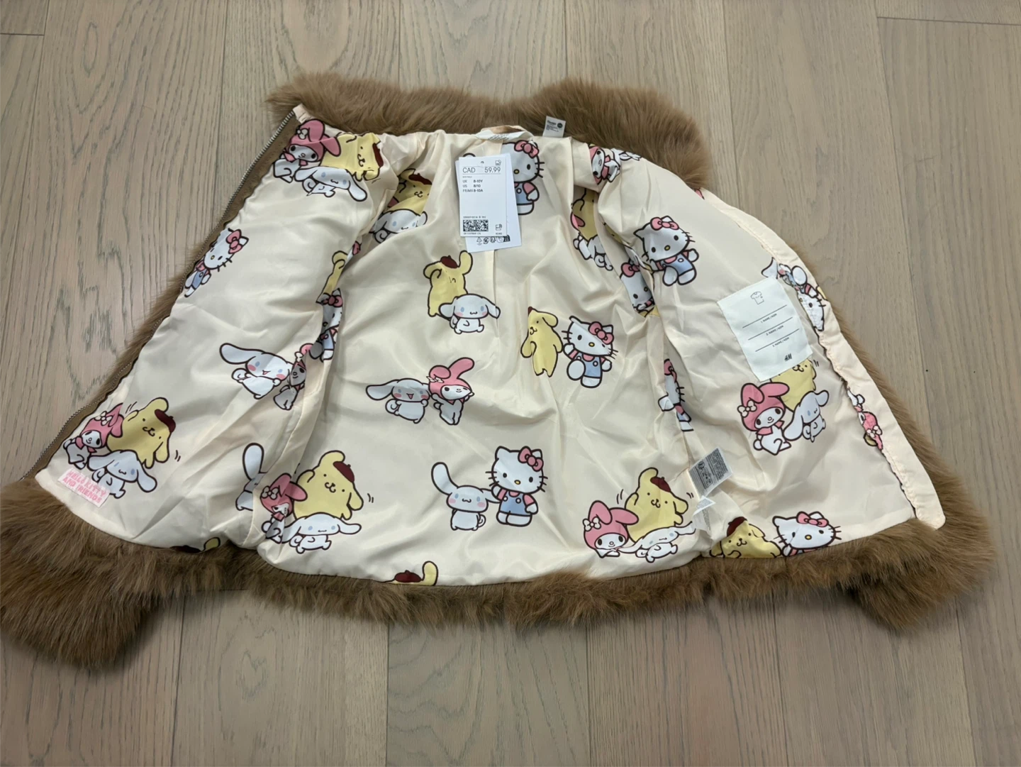 H&M Girls Hello Kitty Fluffy Jacket - Dark Beige - photo 3