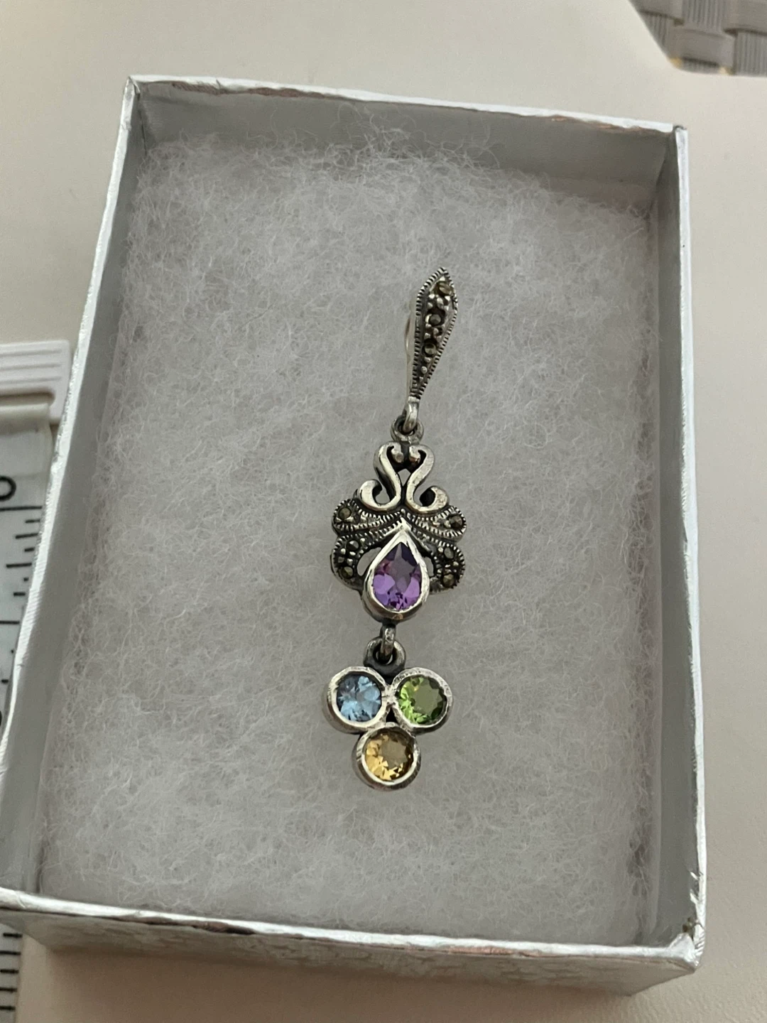 925 Sterling Sterling Silver Multi-Gemstone Pendant