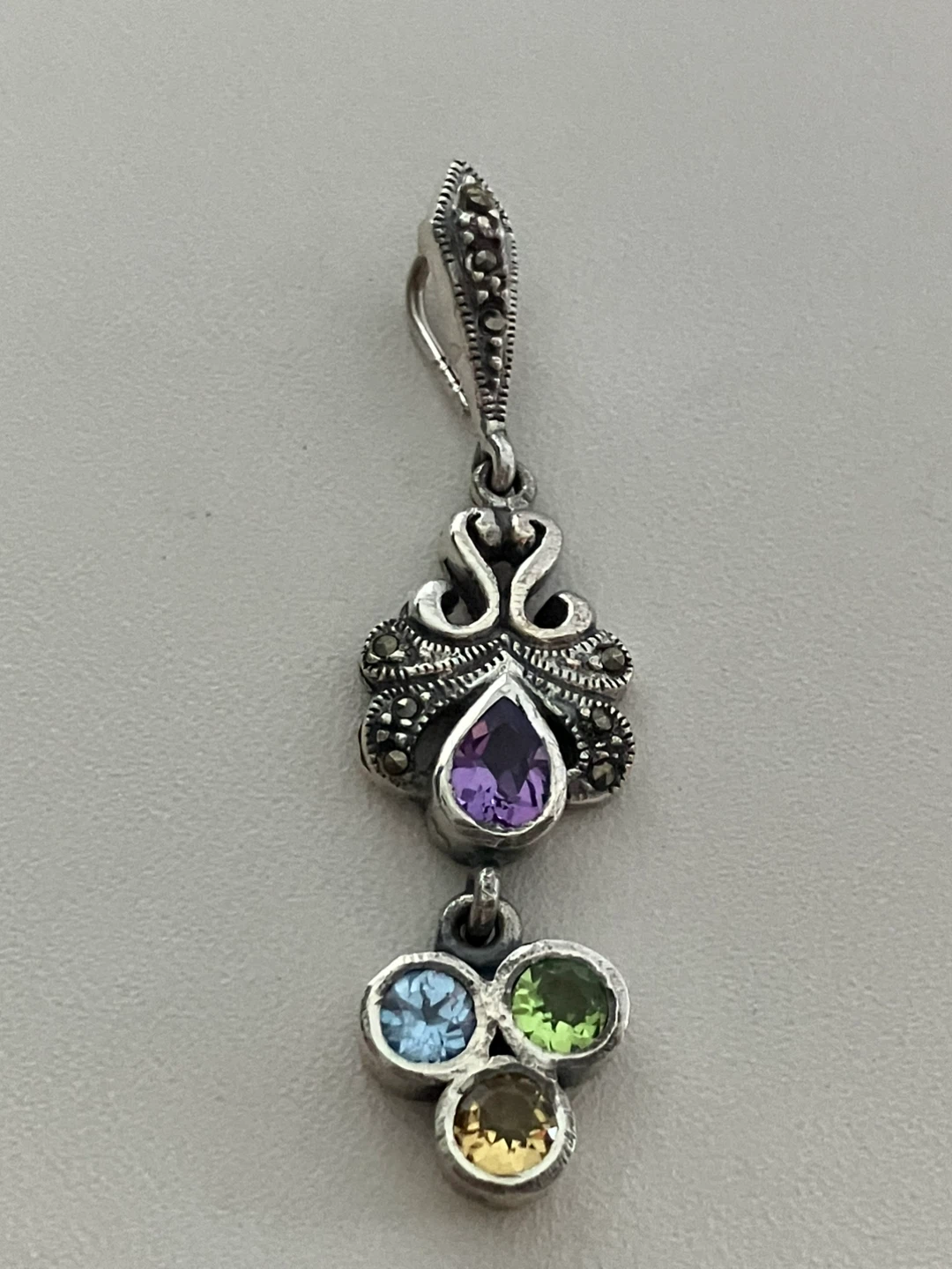 925 Sterling Sterling Silver Multi-Gemstone Pendant - photo 2