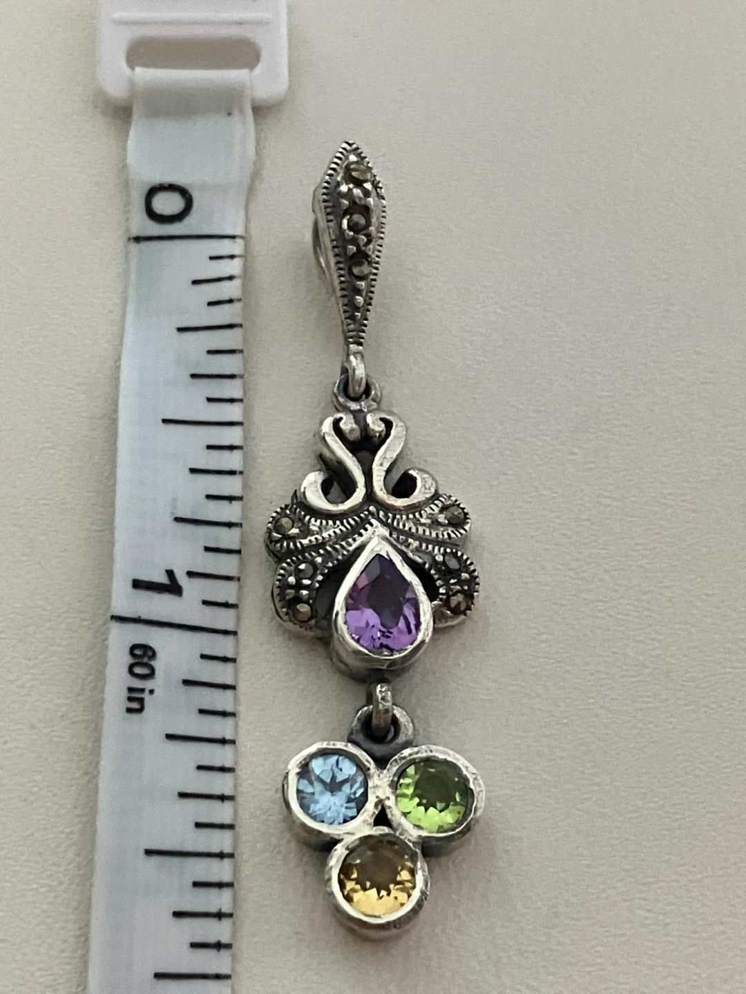 925 Sterling Sterling Silver Multi-Gemstone Pendant - photo 3