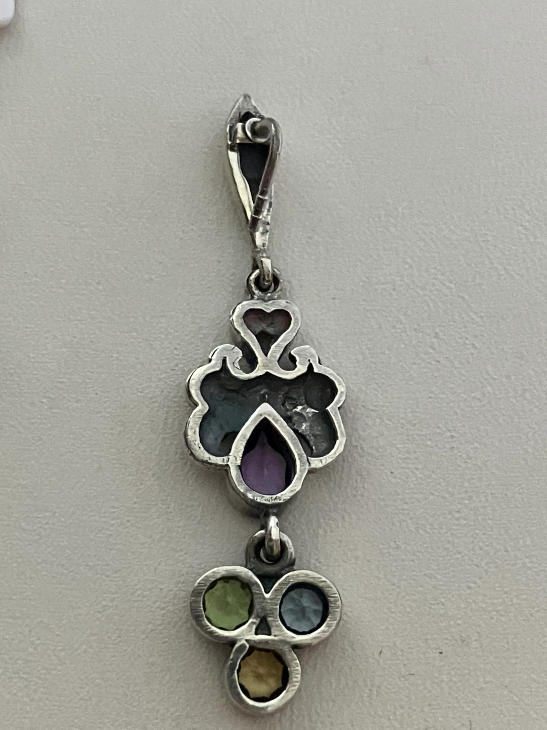 925 Sterling Sterling Silver Multi-Gemstone Pendant - photo 4