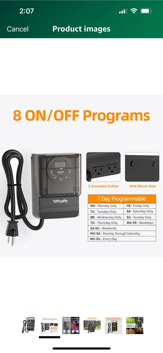 TiffCoTio 7-Day Programmable Outdoor Timer - photo 2