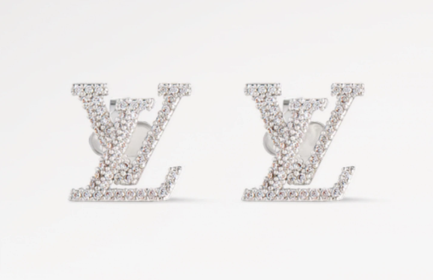 Silver Louis Vuitton LV Initial Earrings