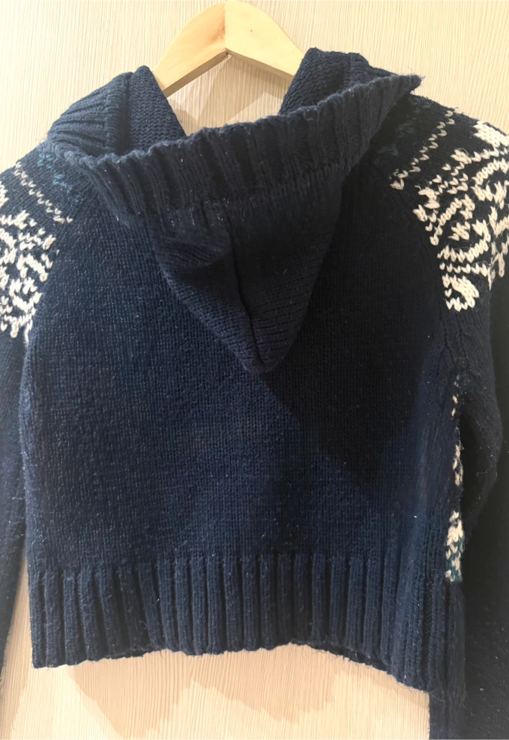 Cozy Knit Cardigan - Blue & White Pattern with a Hood - photo 4