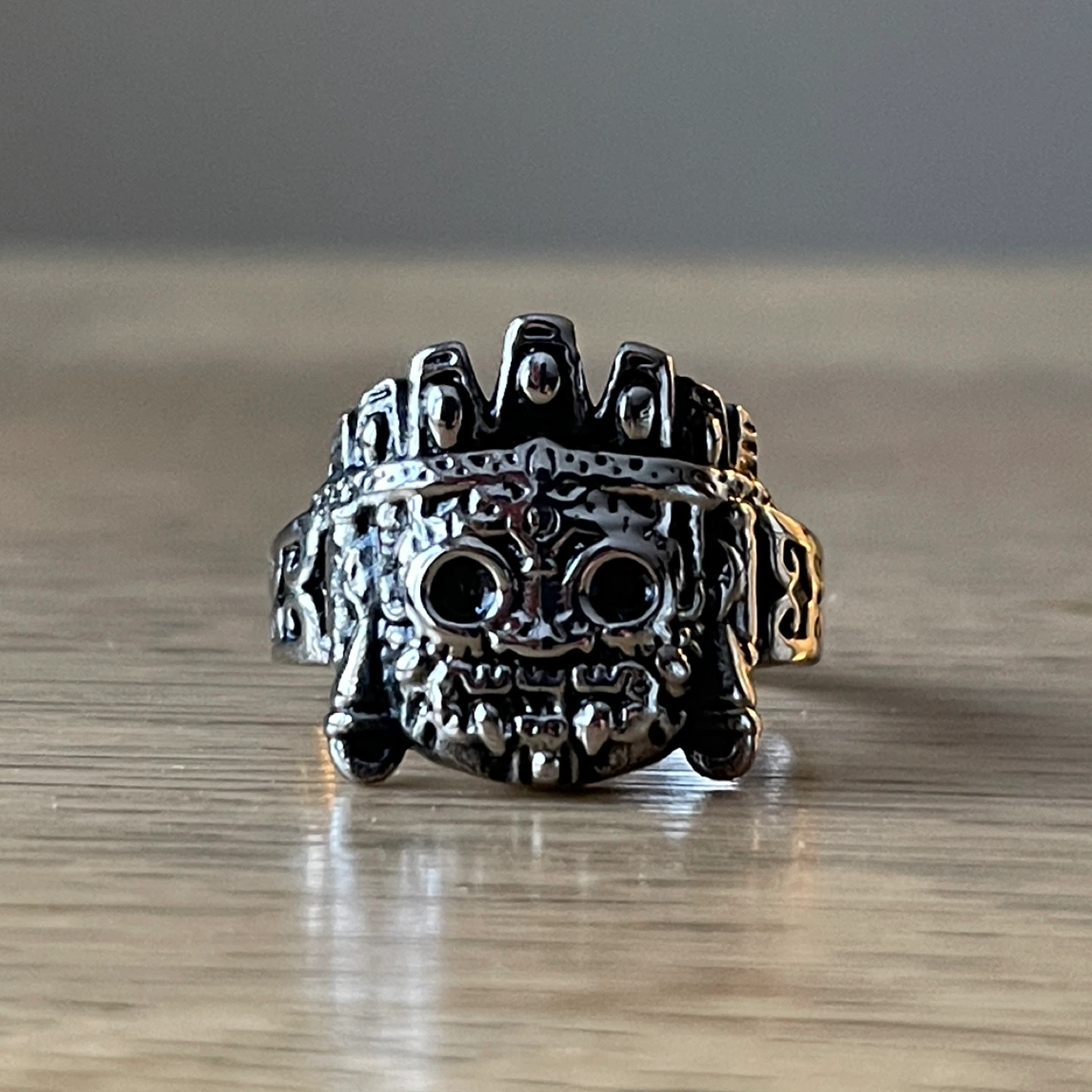 Totem mask stainless steel ring (size 11.5) - photo 2