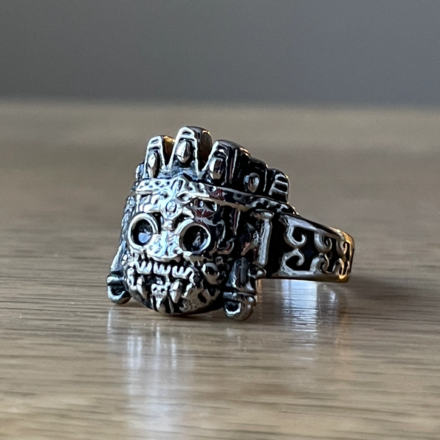 Totem mask stainless steel ring (size 11.5)