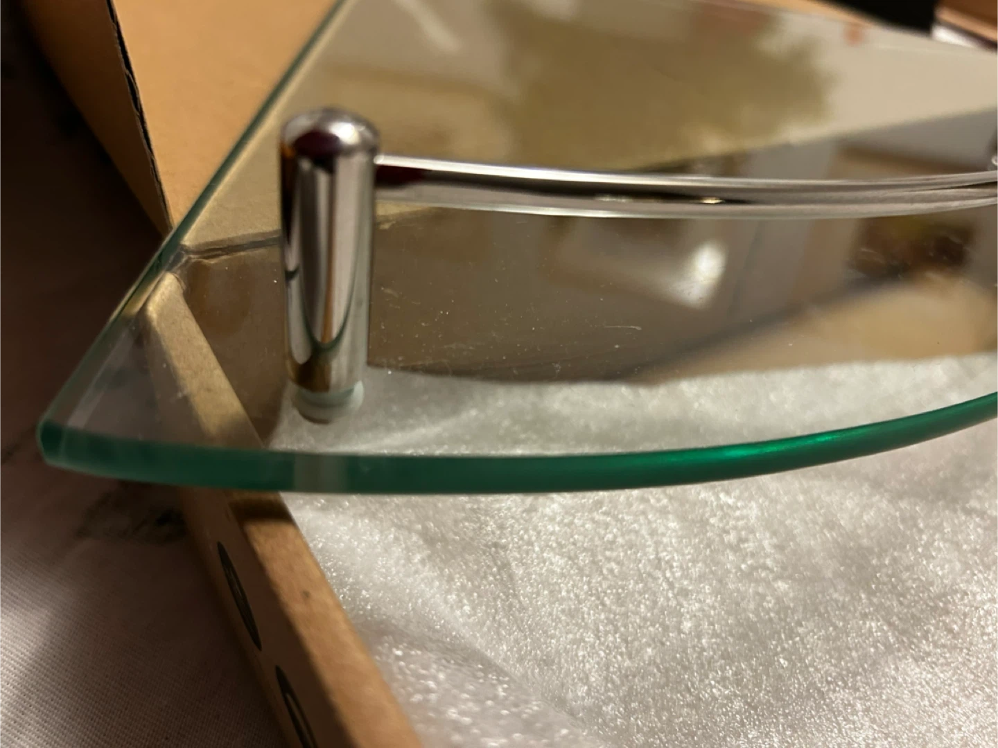 Brand New KES Glass Corner Shelf, Polished Finish - photo 3