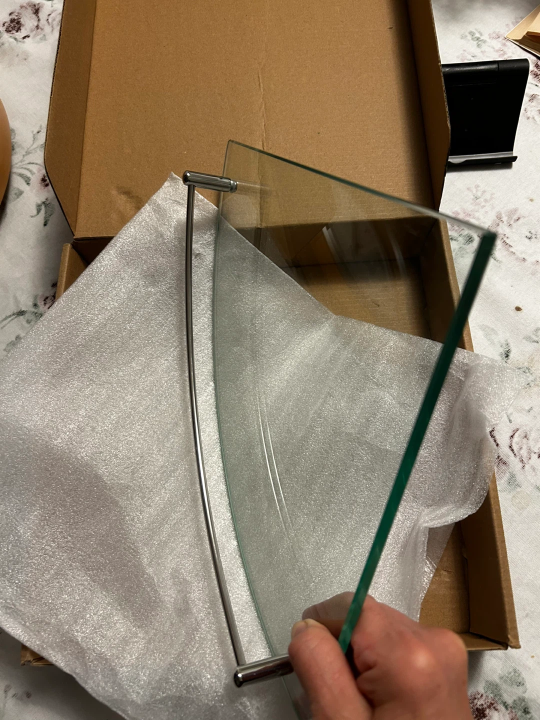 Brand New KES Glass Corner Shelf, Polished Finish - photo 5