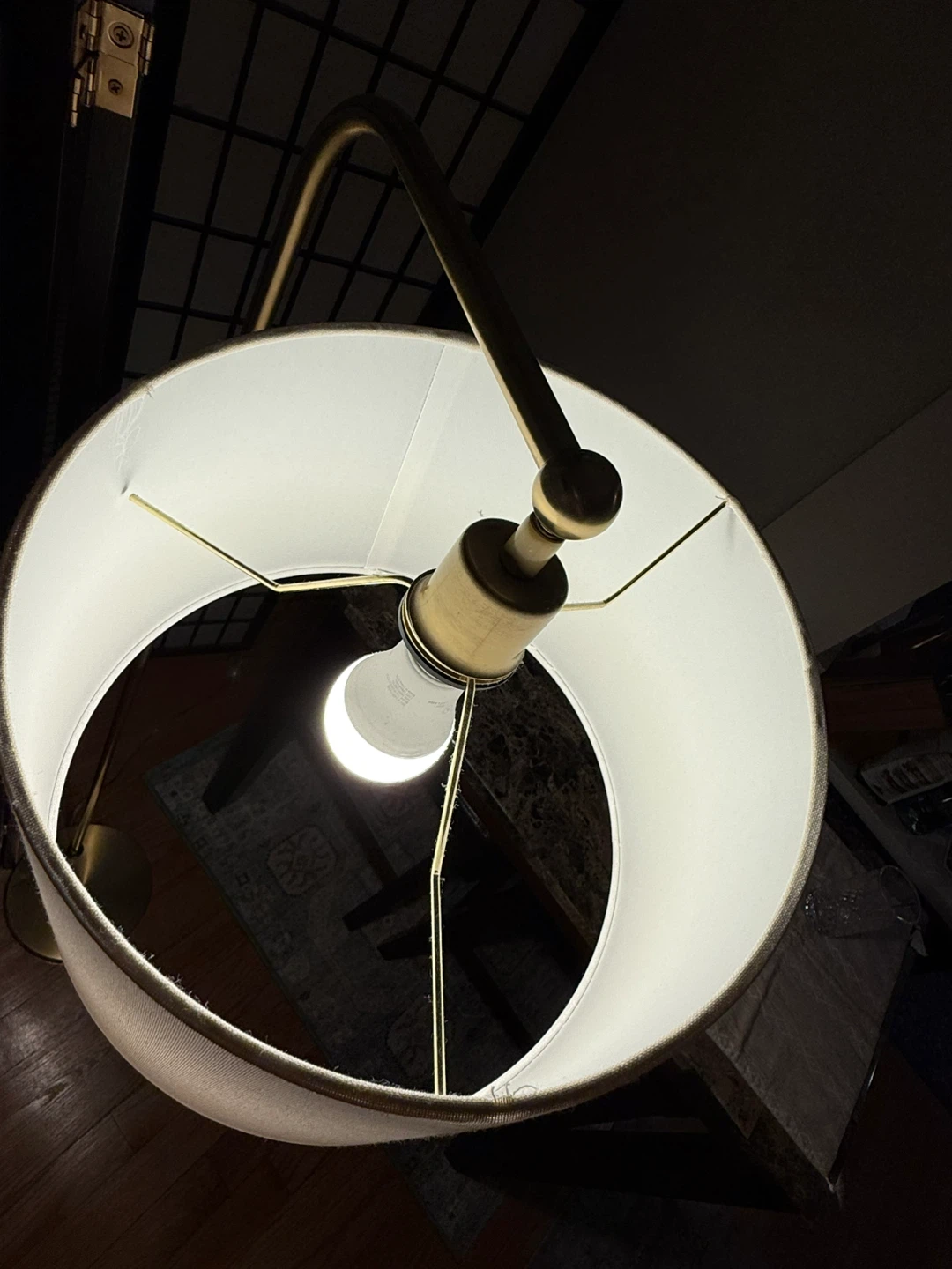 62” Threshold™ Downbridge Floor Lamp – Brass & Linen – Used - photo 4