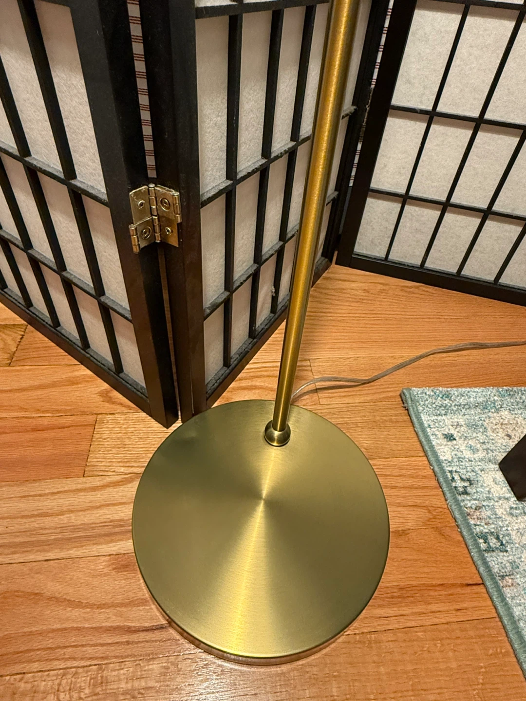 62” Threshold™ Downbridge Floor Lamp – Brass & Linen – Used - photo 3