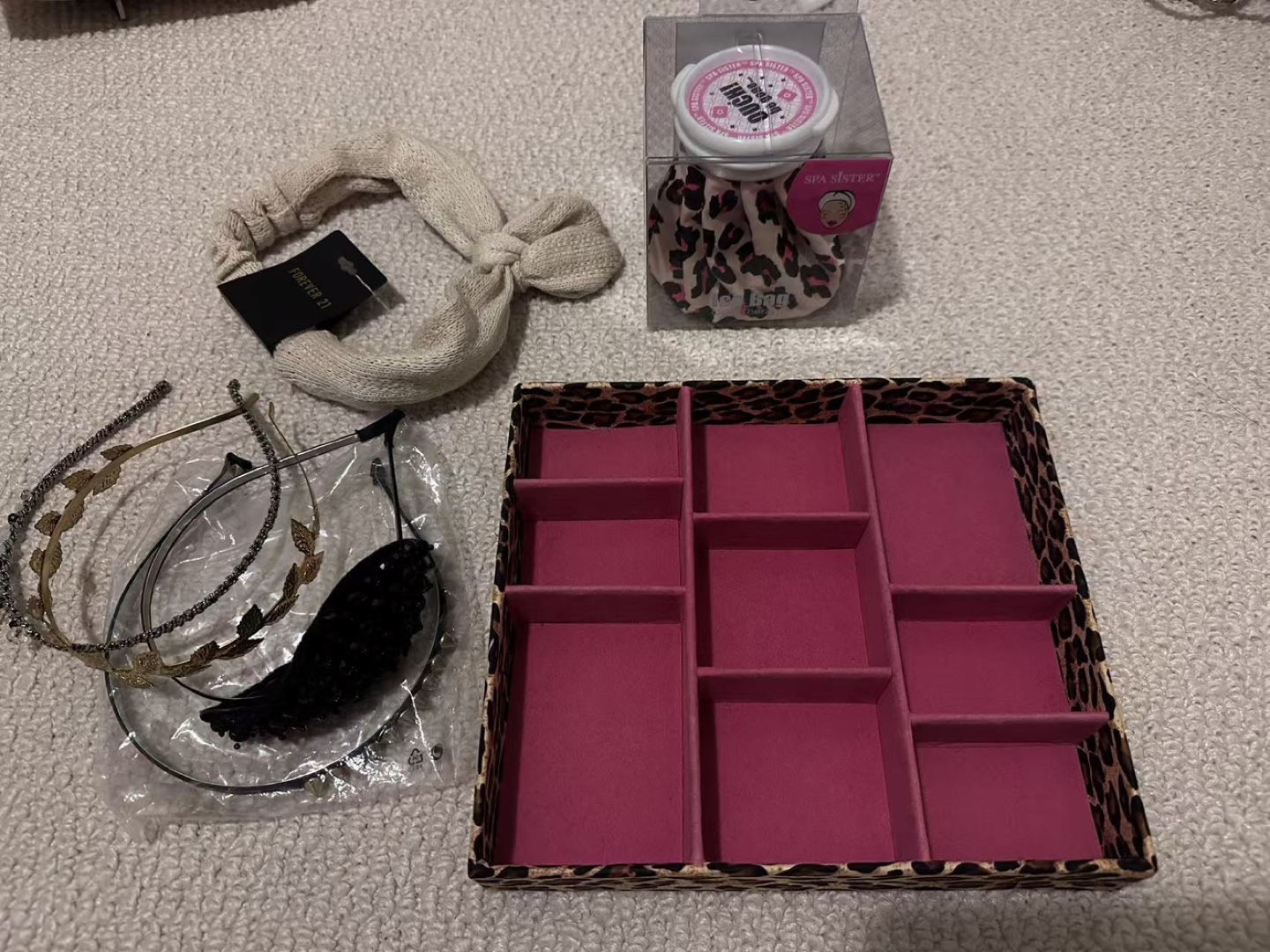 Leopard Print Organizer Box and accessories