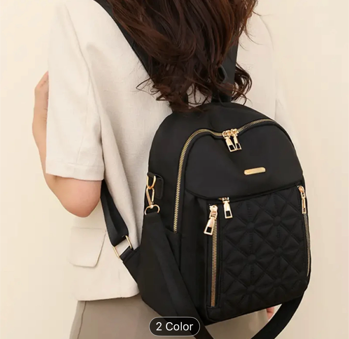 Stylish Backpack - Olive Green & Black - photo 2
