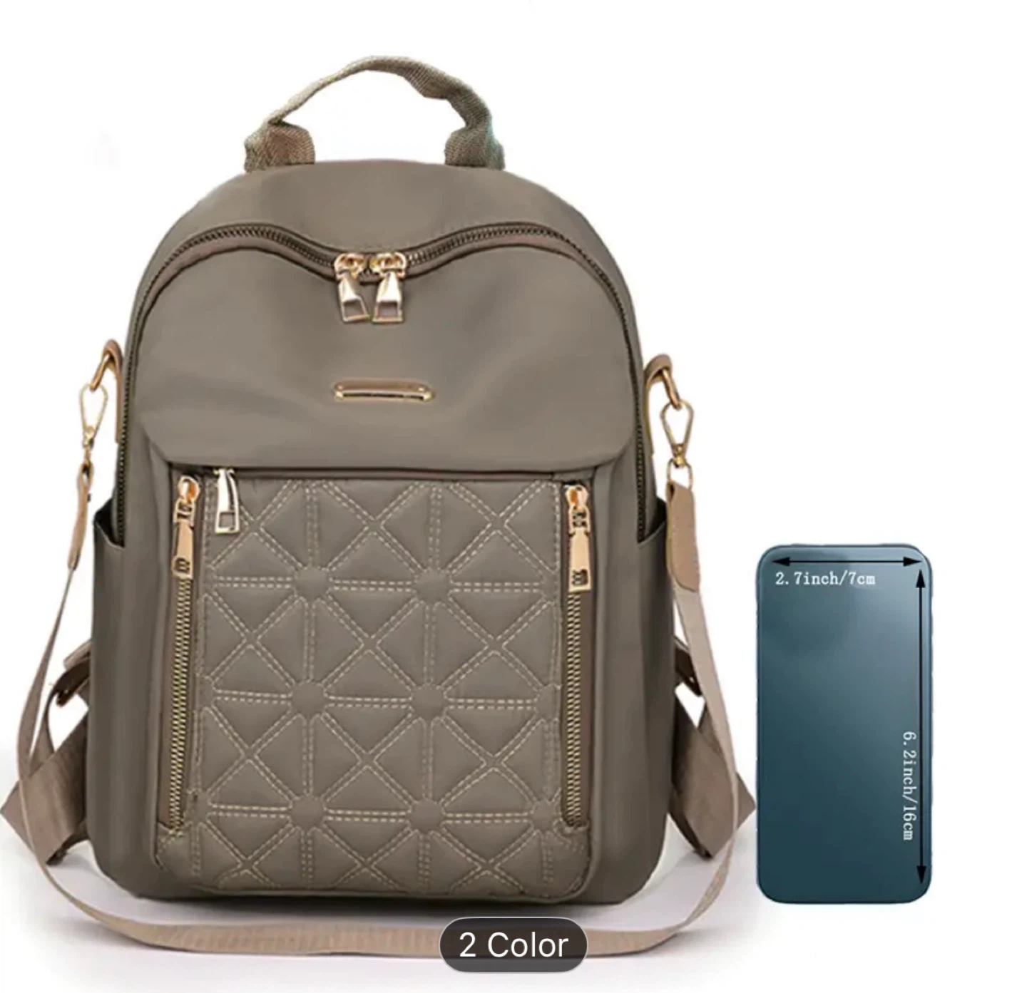 Stylish Backpack - Olive Green & Black - photo 3