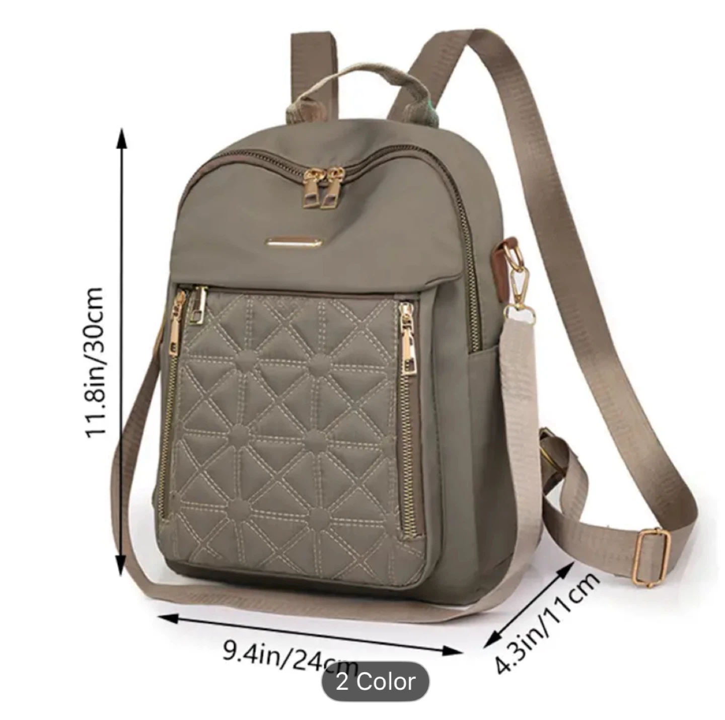 Stylish Backpack - Olive Green & Black - photo 4