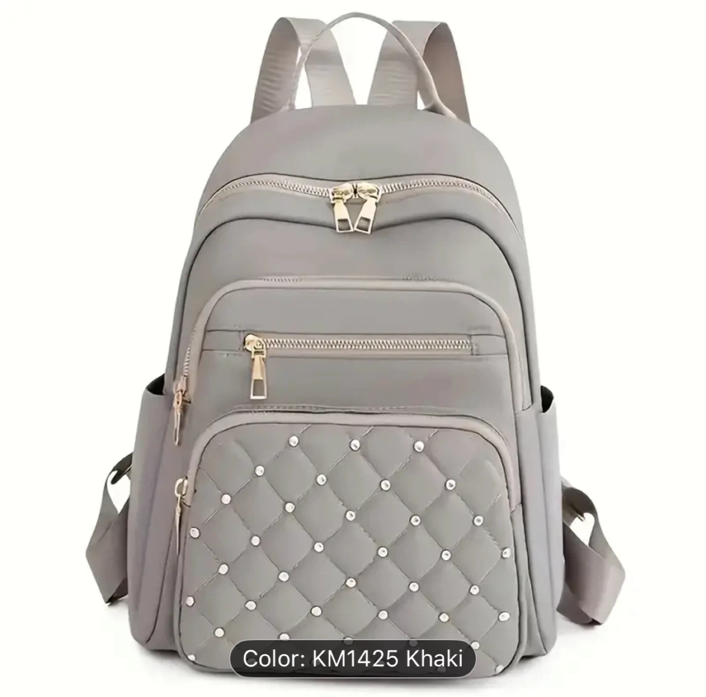 Gray  Quilted Backpack - Stylish & Functional - photo 3