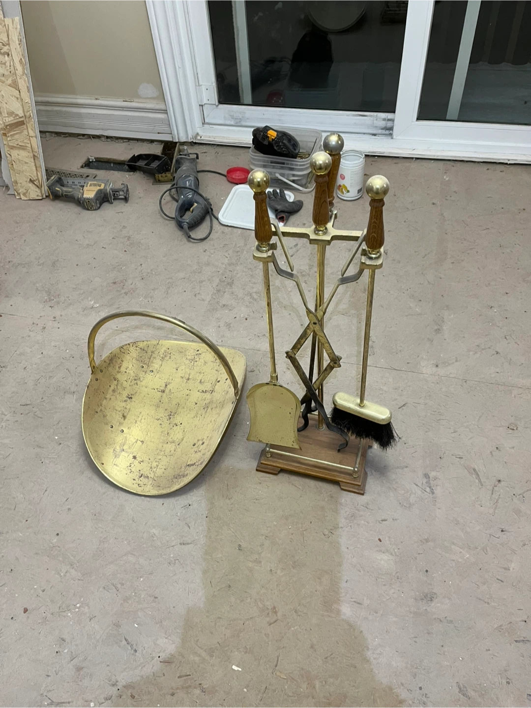Vintage Brass Fireplace Tool Set