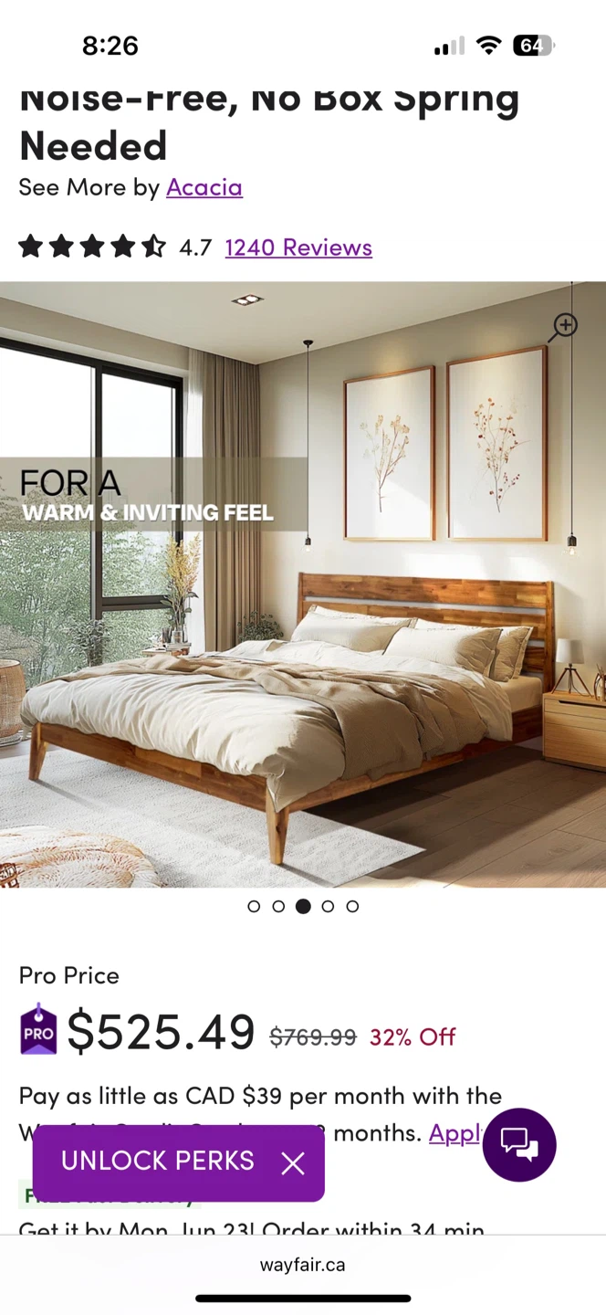 King size bed frame