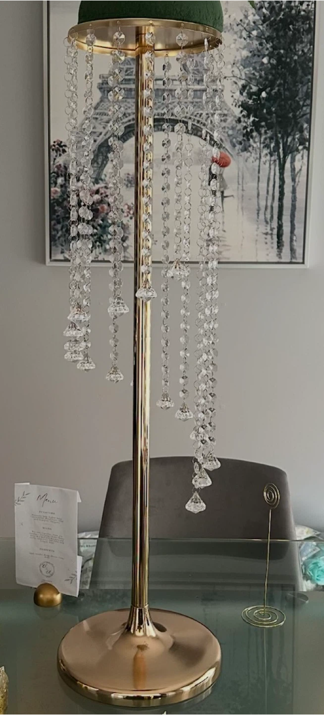 10 Gold Crystal Acrylic Bead Centrepiece Stands - photo 2