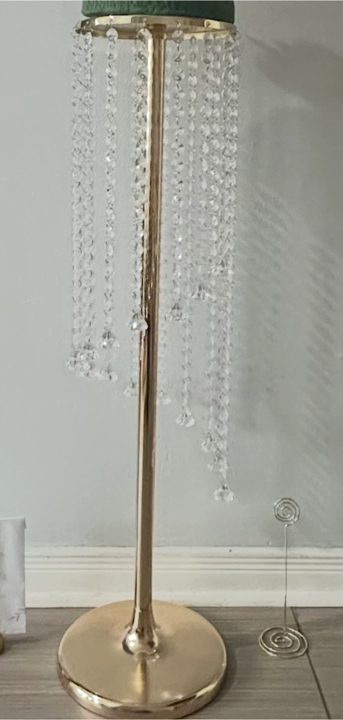 10 Gold Crystal Acrylic Bead Centrepiece Stands