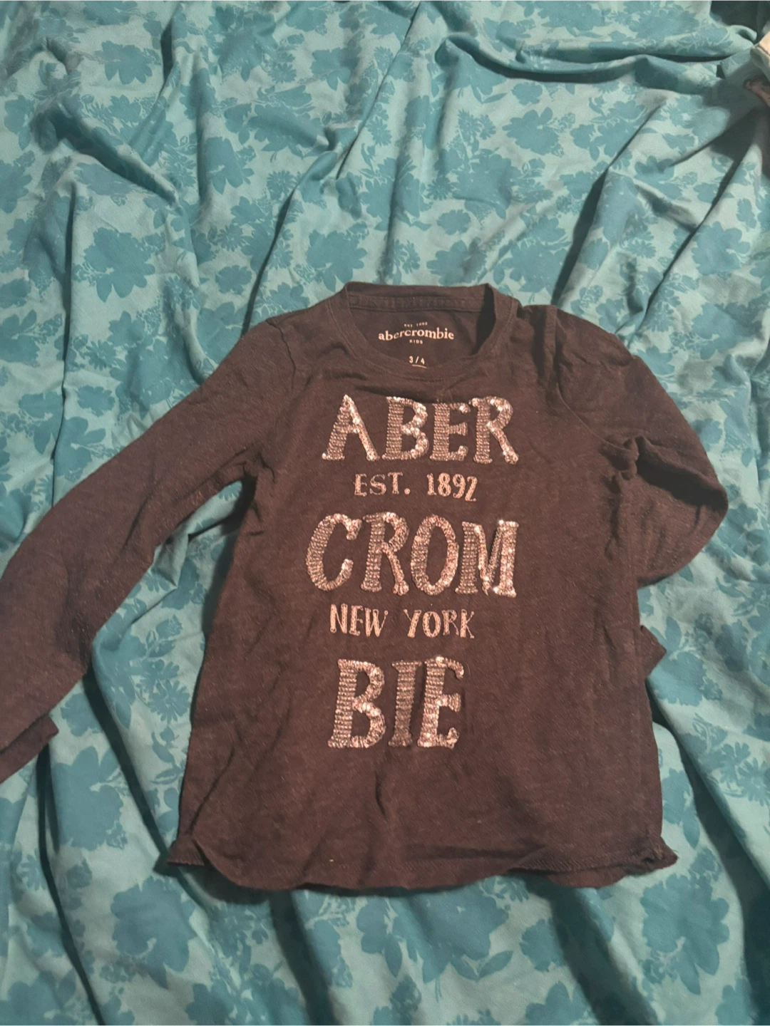 Abercrombie Kids Gray Long Sleeve Shirt Size 3/4