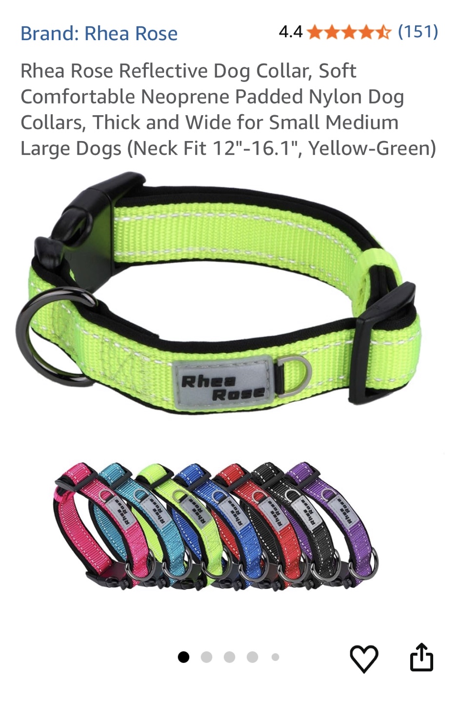 Rhea Rose Reflective Dog Collar (Sz L) - photo 4