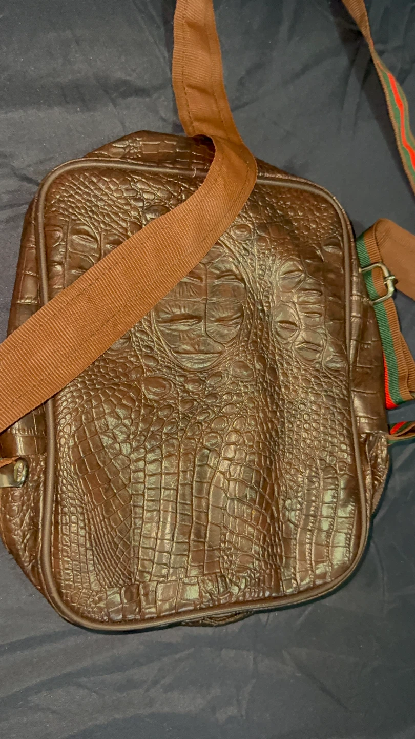Gucci Inspired Brown Croc Embossed Crossbody Bag - photo 3