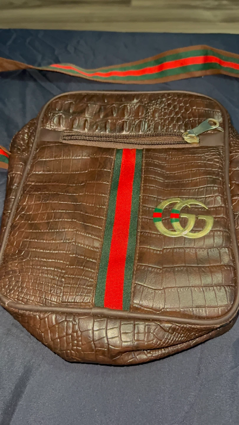 Gucci Inspired Brown Croc Embossed Crossbody Bag - photo 4