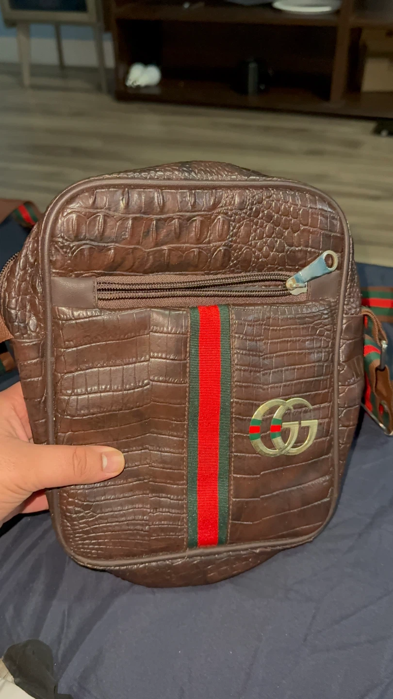 Gucci Inspired Brown Croc Embossed Crossbody Bag - photo 2